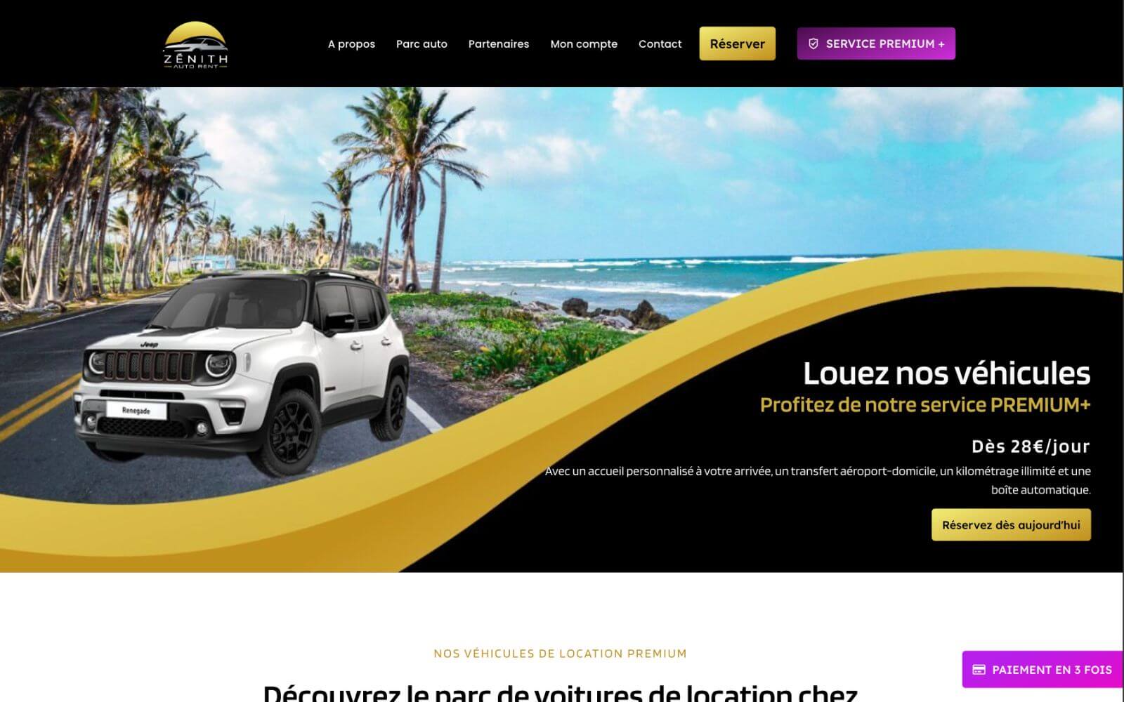 Aperçu du site Zénith Auto Rent